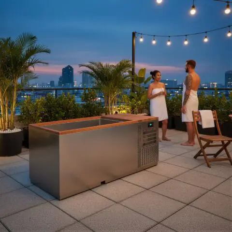 All-in-one Wood & Silver Steel Ice Bath