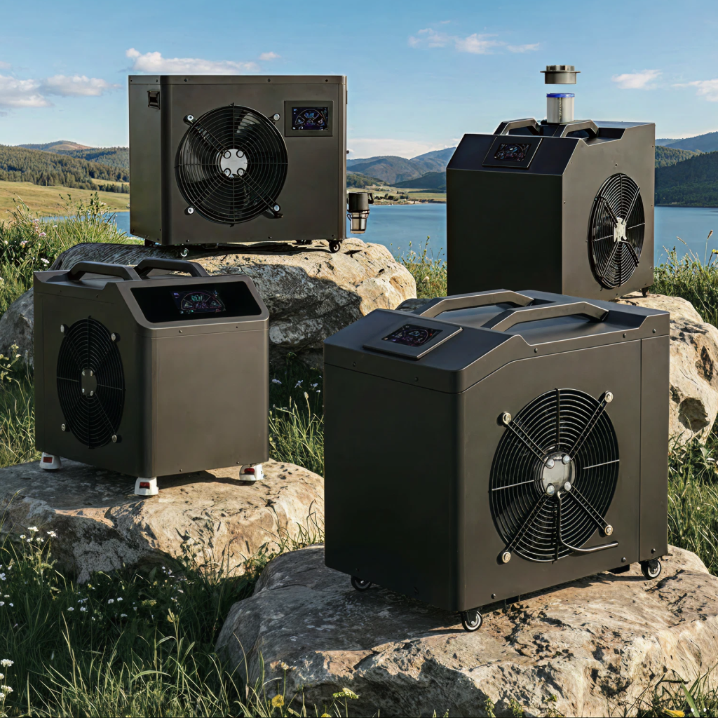 Ice bath cold-plunge chiller alongside a sauna