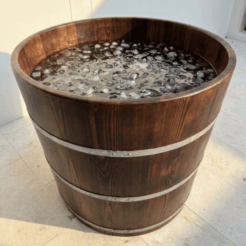 Wooden Barrel Ice Bath – 800×700mm