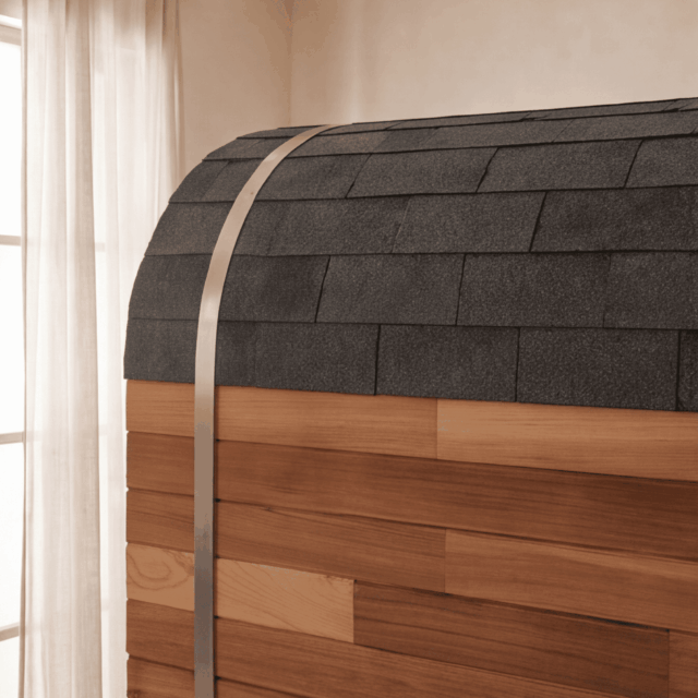 Two Person Cube Sauna Top Shingle View