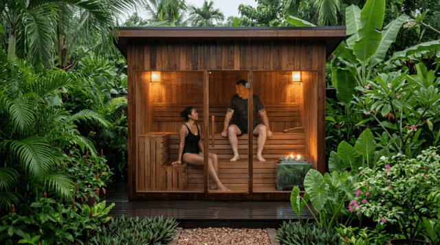 Cedar sauna interior
