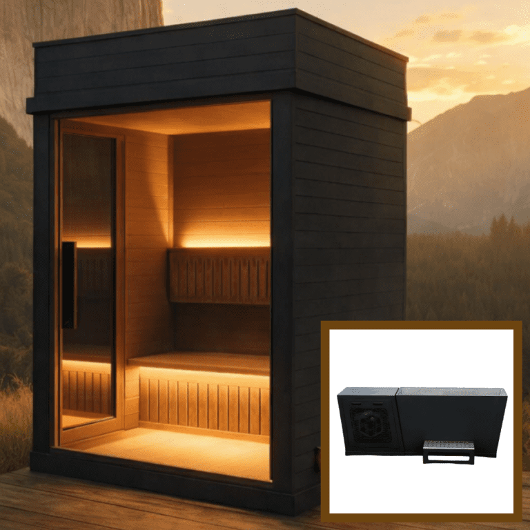 2-3 Person Black Outdoor Sauna & BLack Stainless Steel Ice Bath
