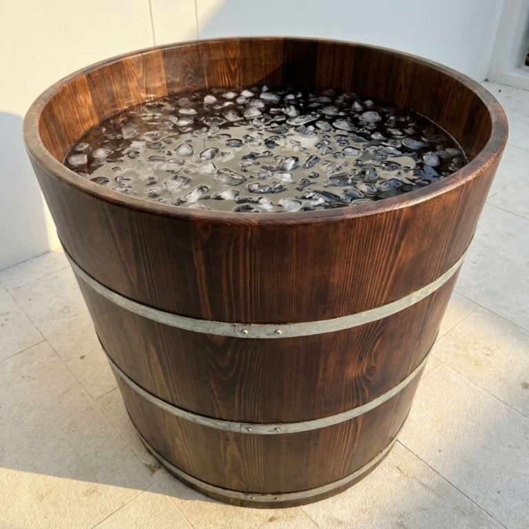 Wooden Barrel Ice Bath – 800×700mm
