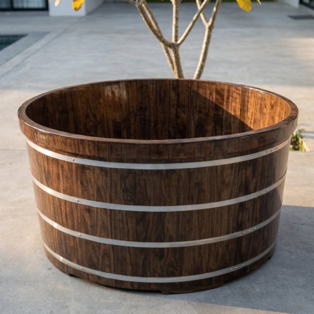 Wooden Barrel Ice Bath – 1500×700 mm