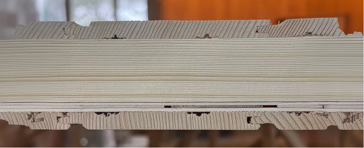 A section through the insulated wall panel