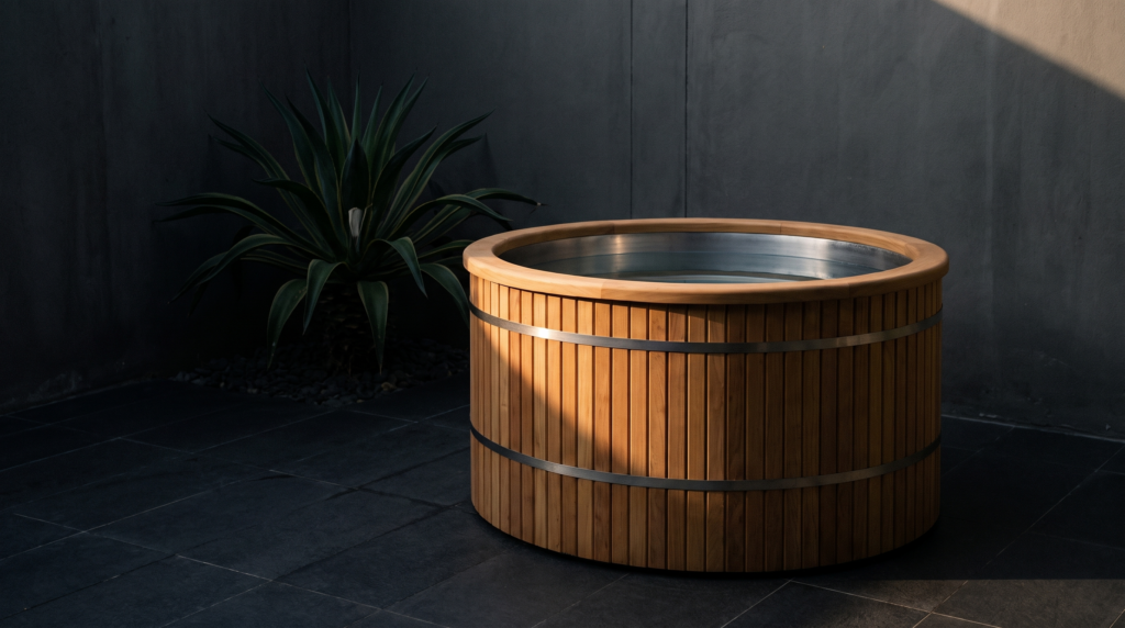 RonYen cedar ice bath installation